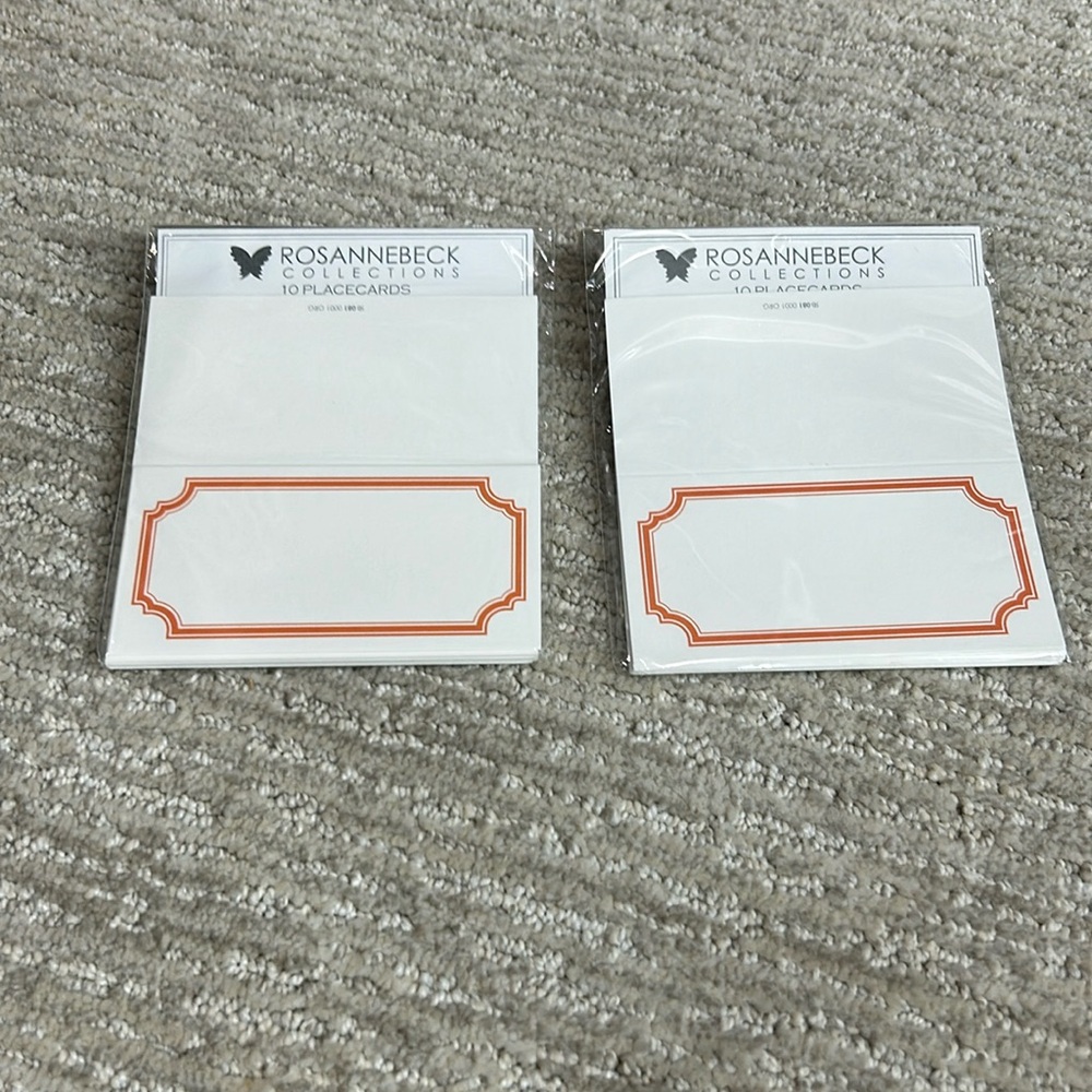 20 Place Cards orange & white BY  ROSANNE BECK